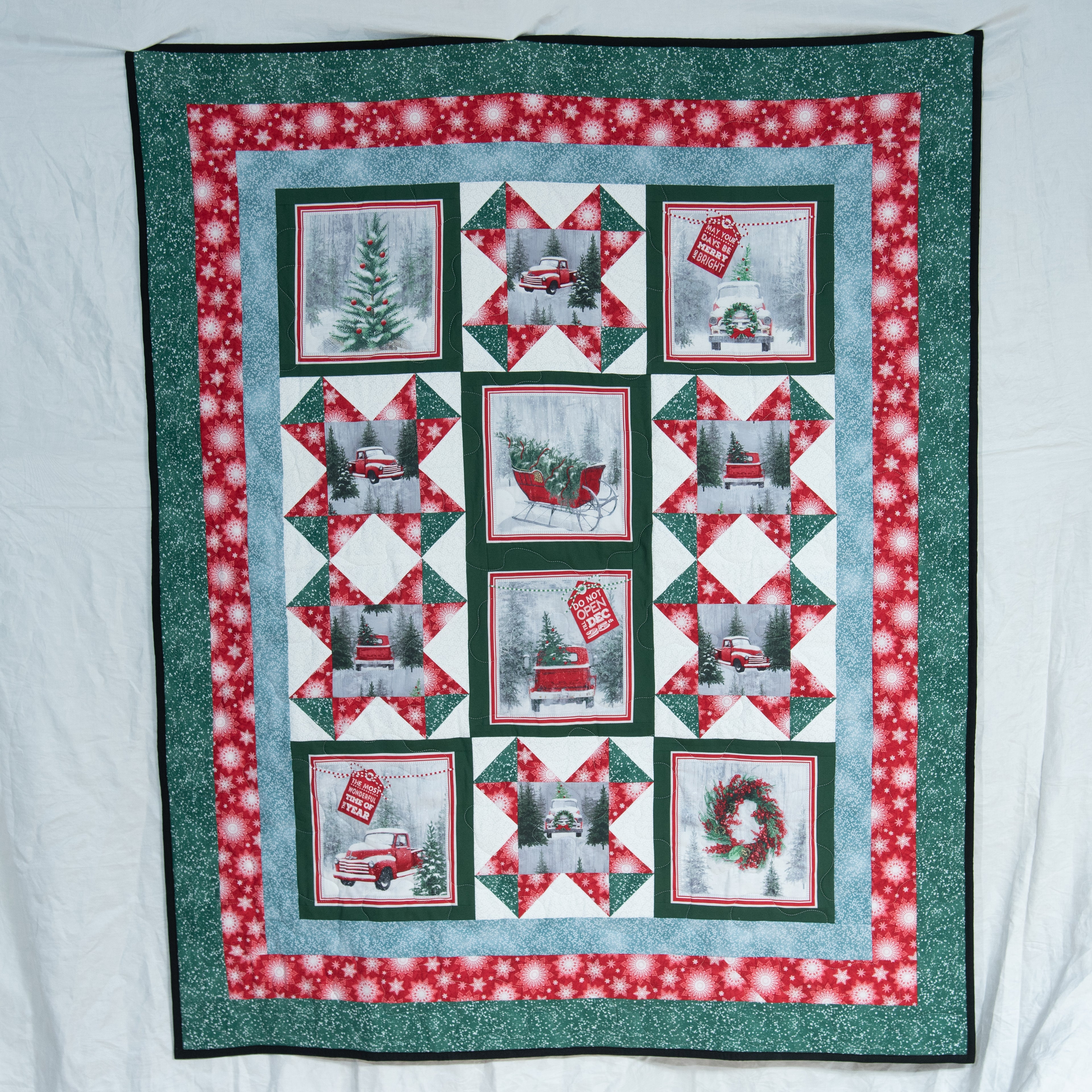 Red Truck and Christmas Trees Quilt