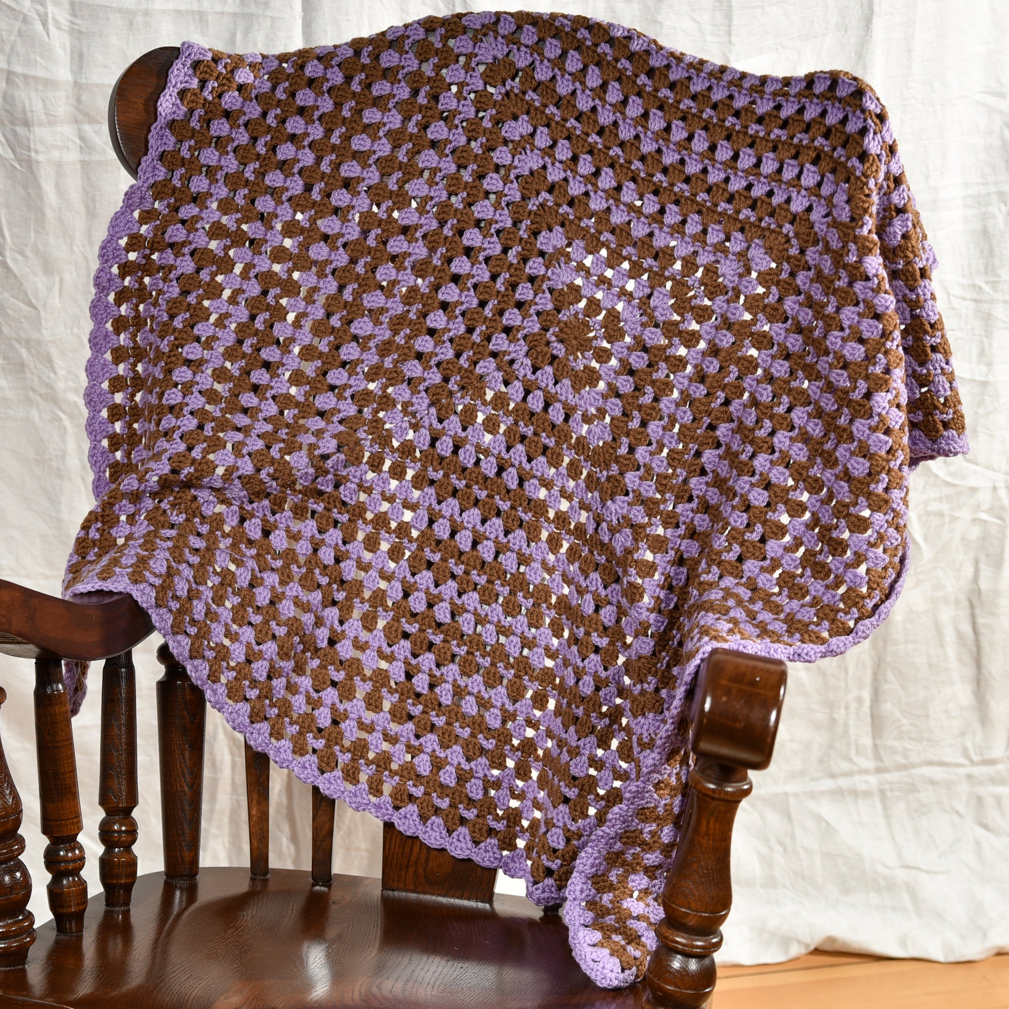 Purple and Brown Square Granny Stacks Blanket