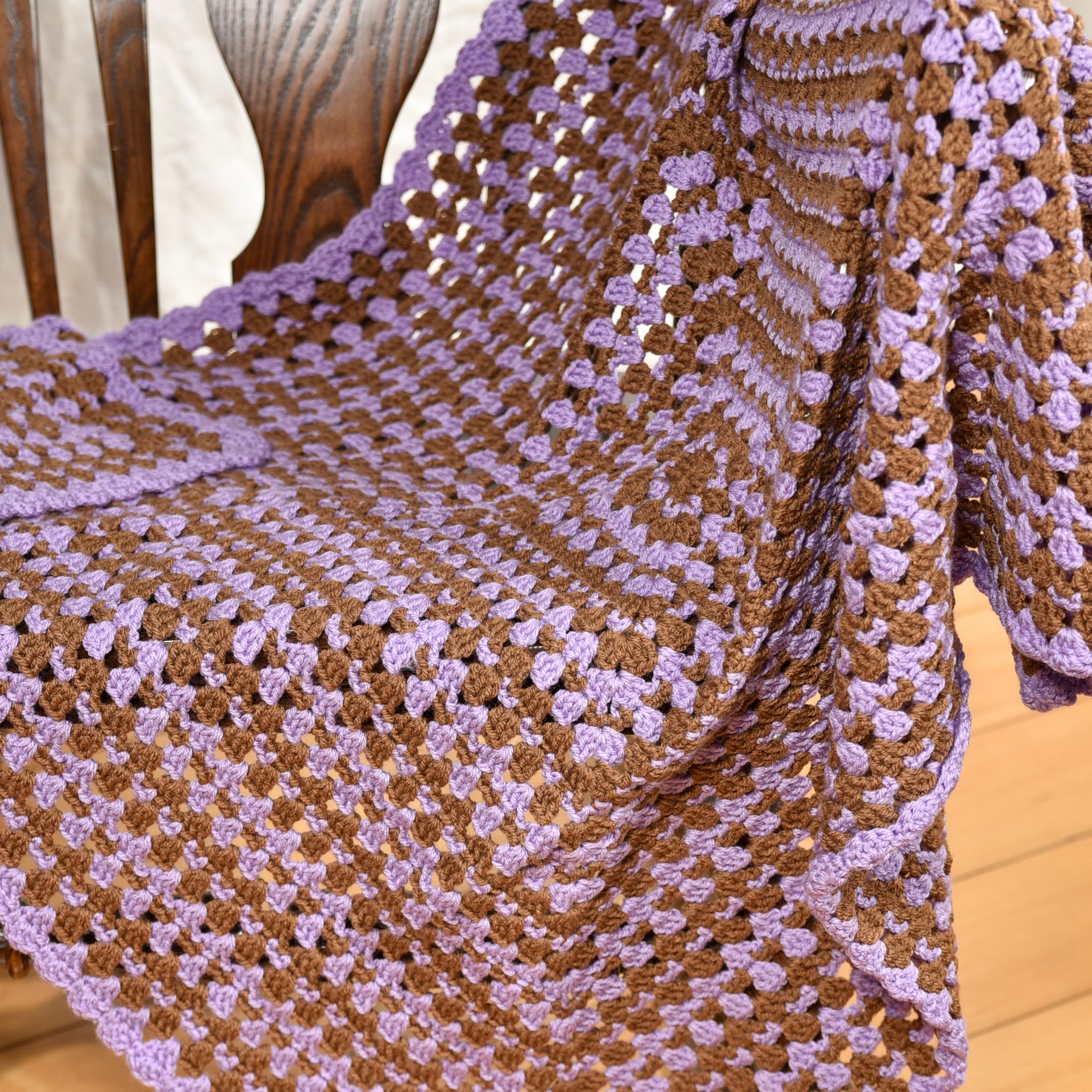 Purple and Brown Square Granny Stacks Blanket