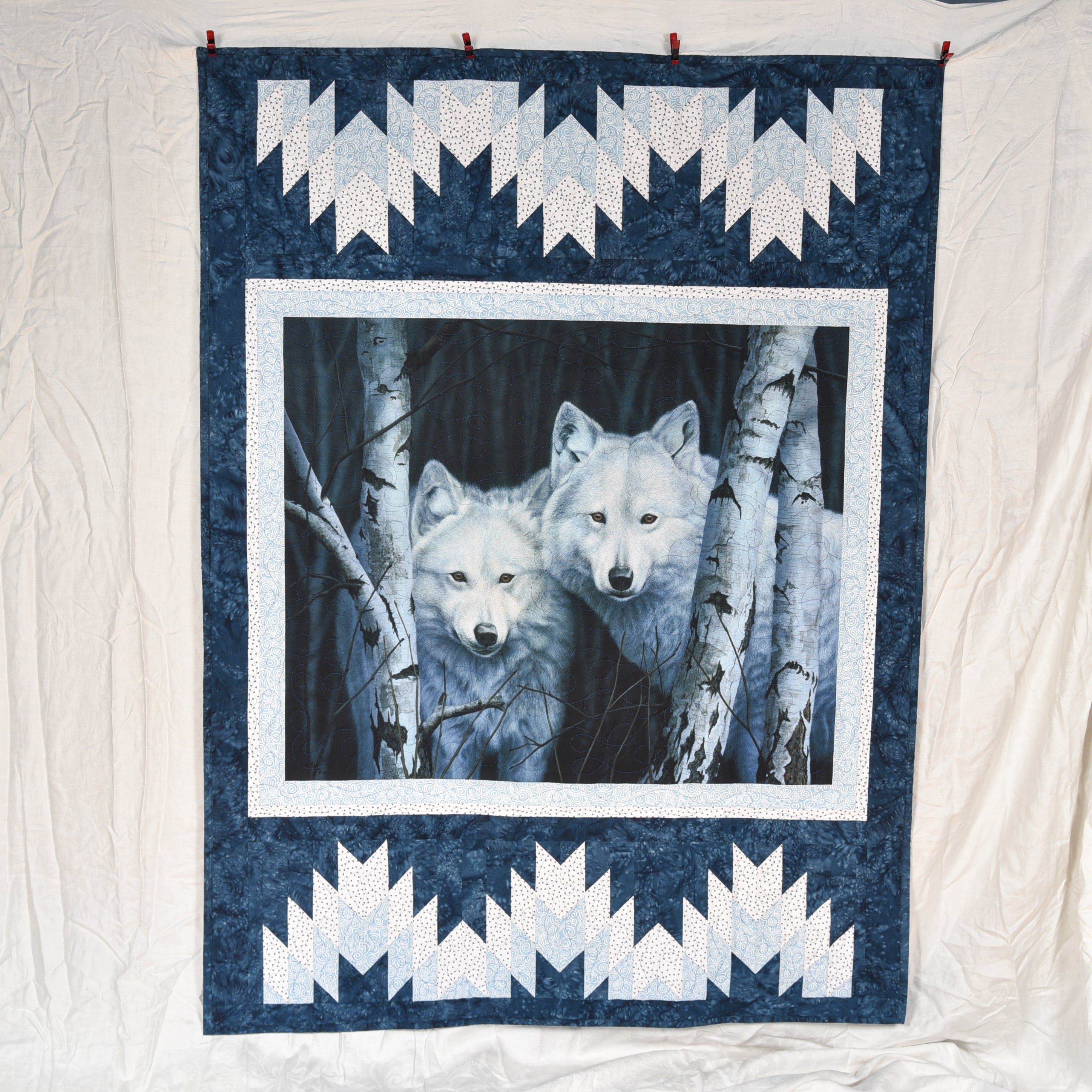 Silent Watchers Wolves Quilt
