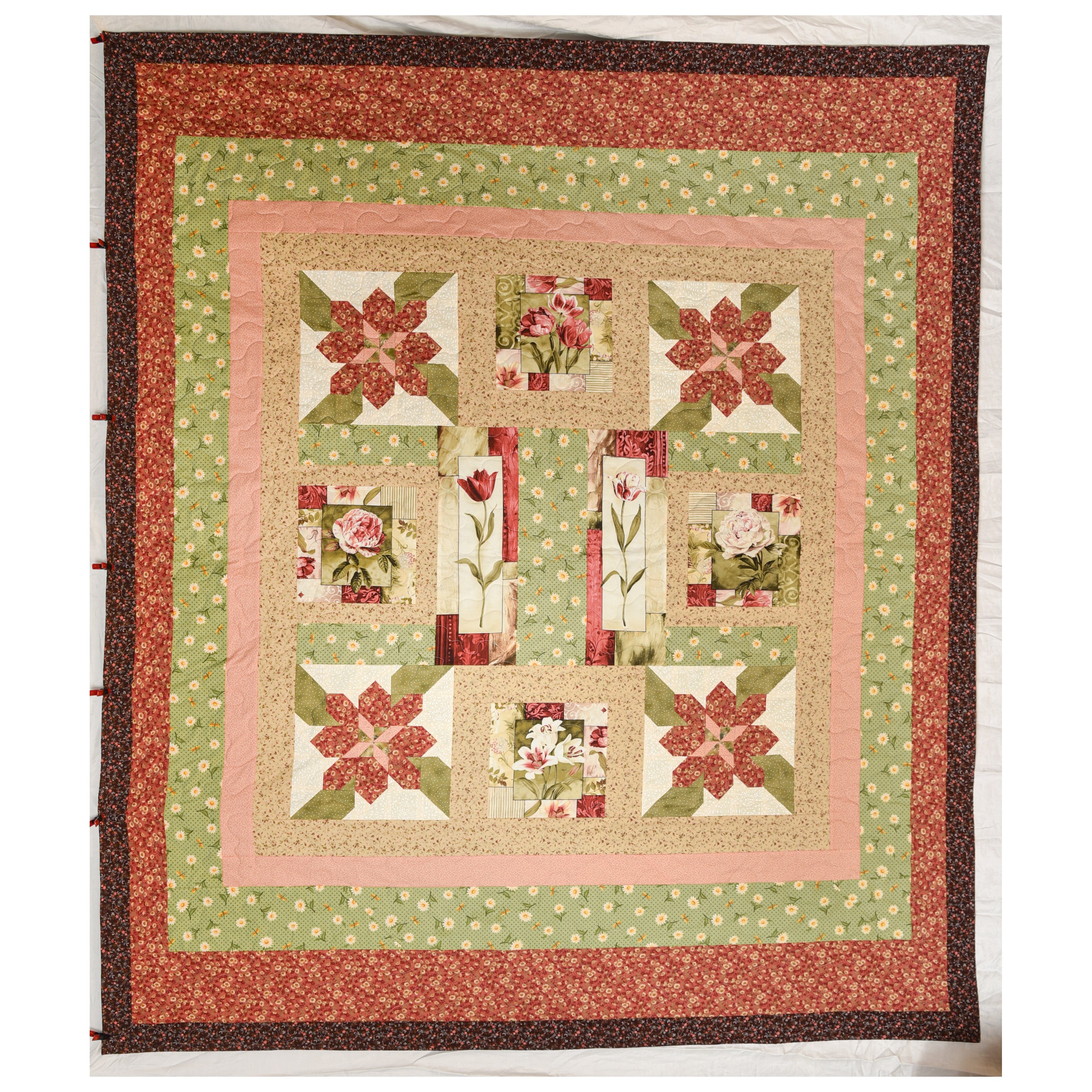 Lilies And Peonies Flower Quilt