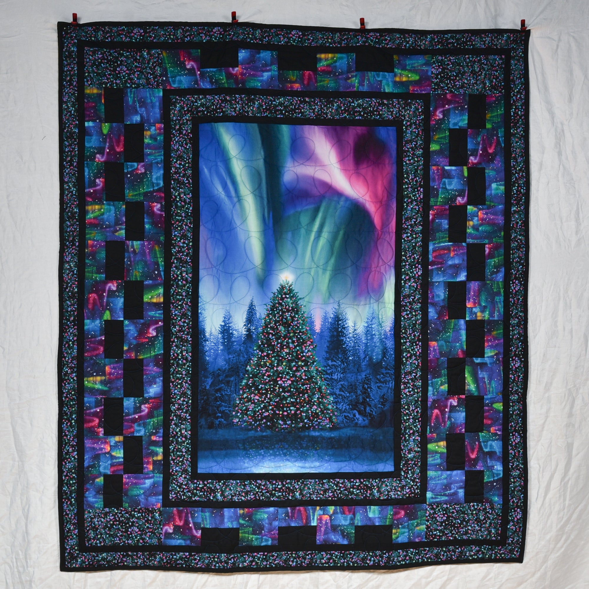 Stunning Aurora Borealis Christmas Tree Quilt