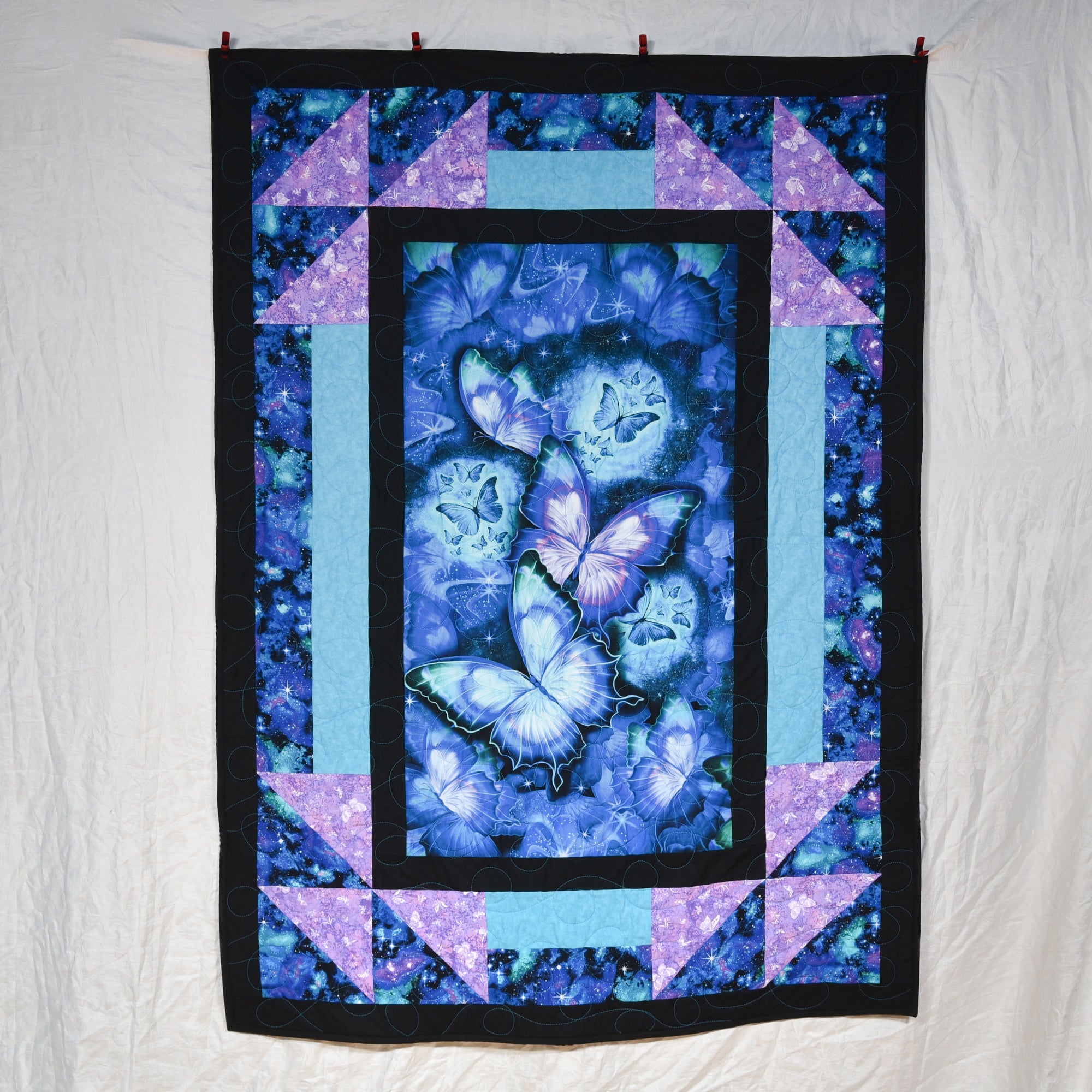 Beautiful Butterflies in Blue Quilt