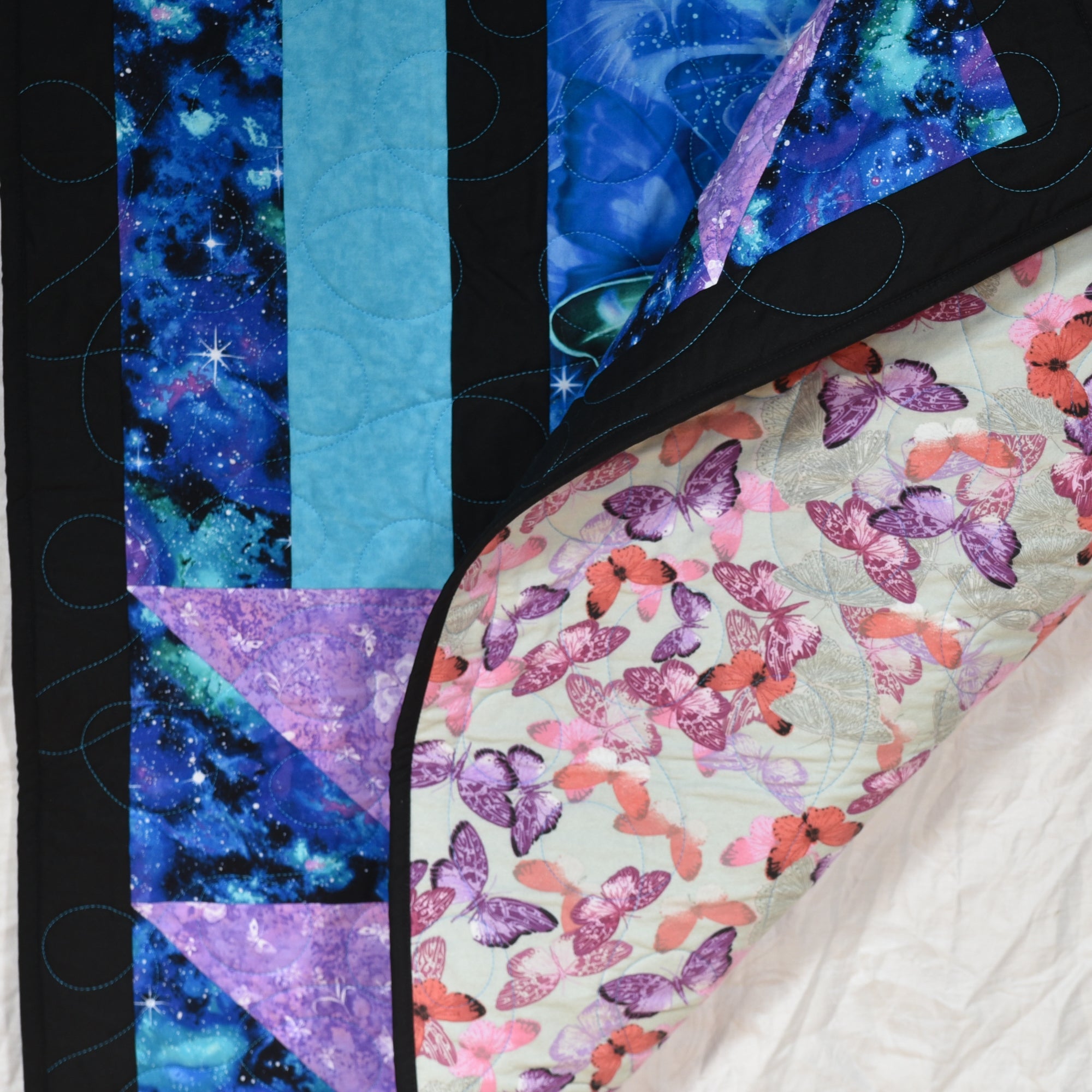 Beautiful Butterflies in Blue Quilt