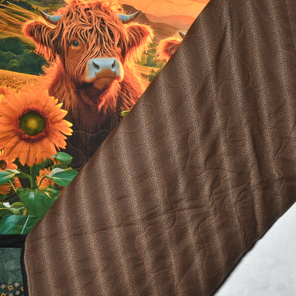 Adorable Highland Cows Sunflower Quilt