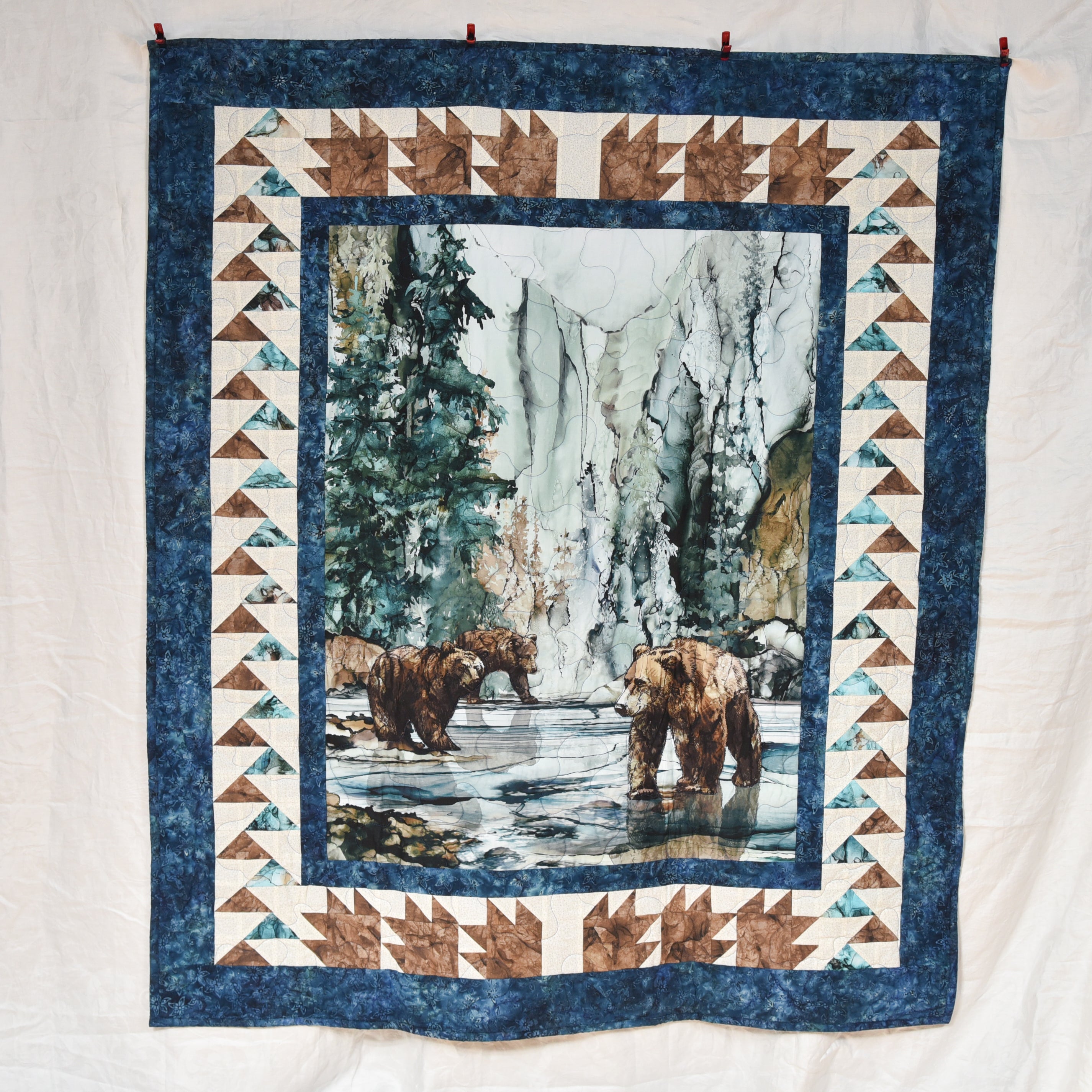 Bear Stroll in a Stream Quilt