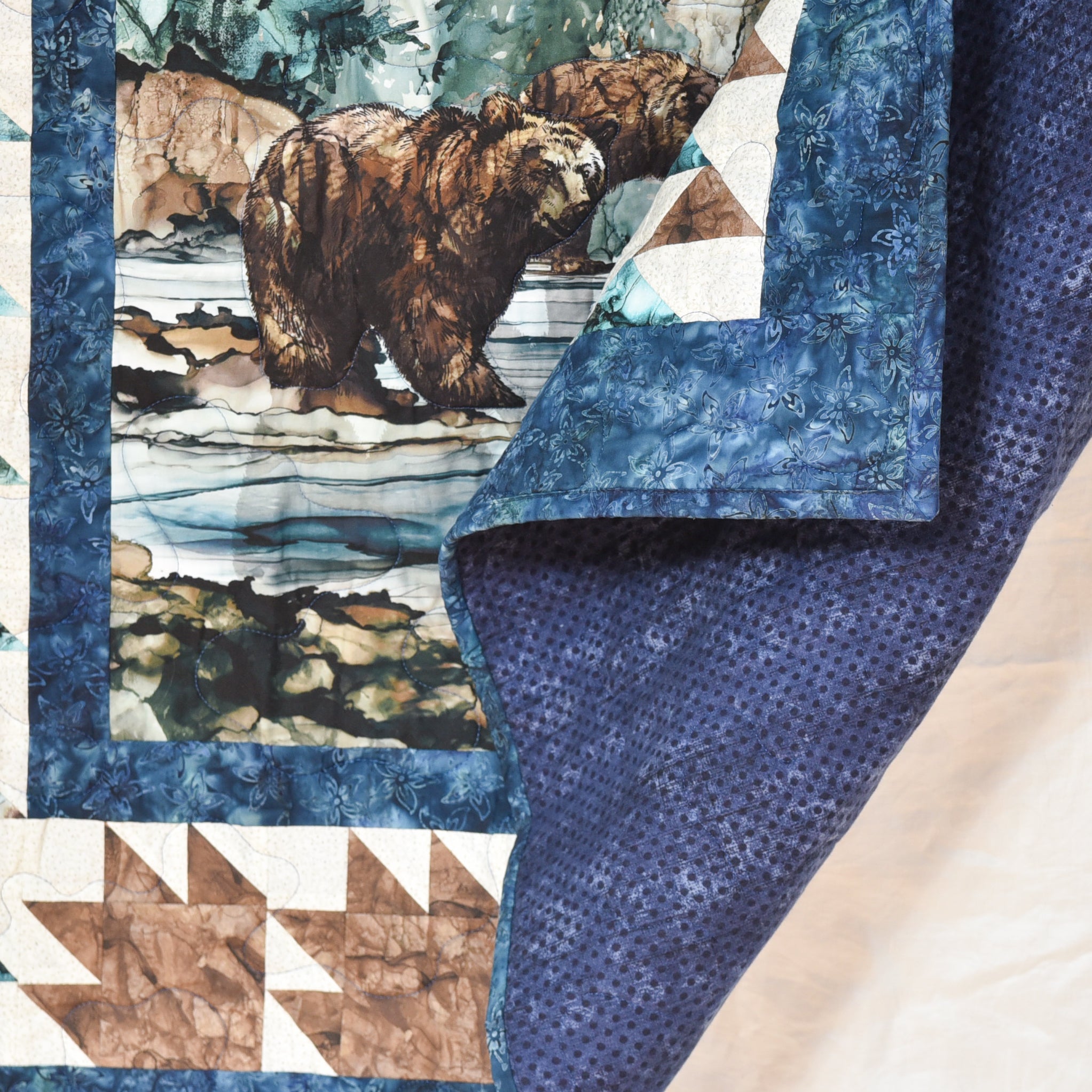 Bear Stroll in a Stream Quilt