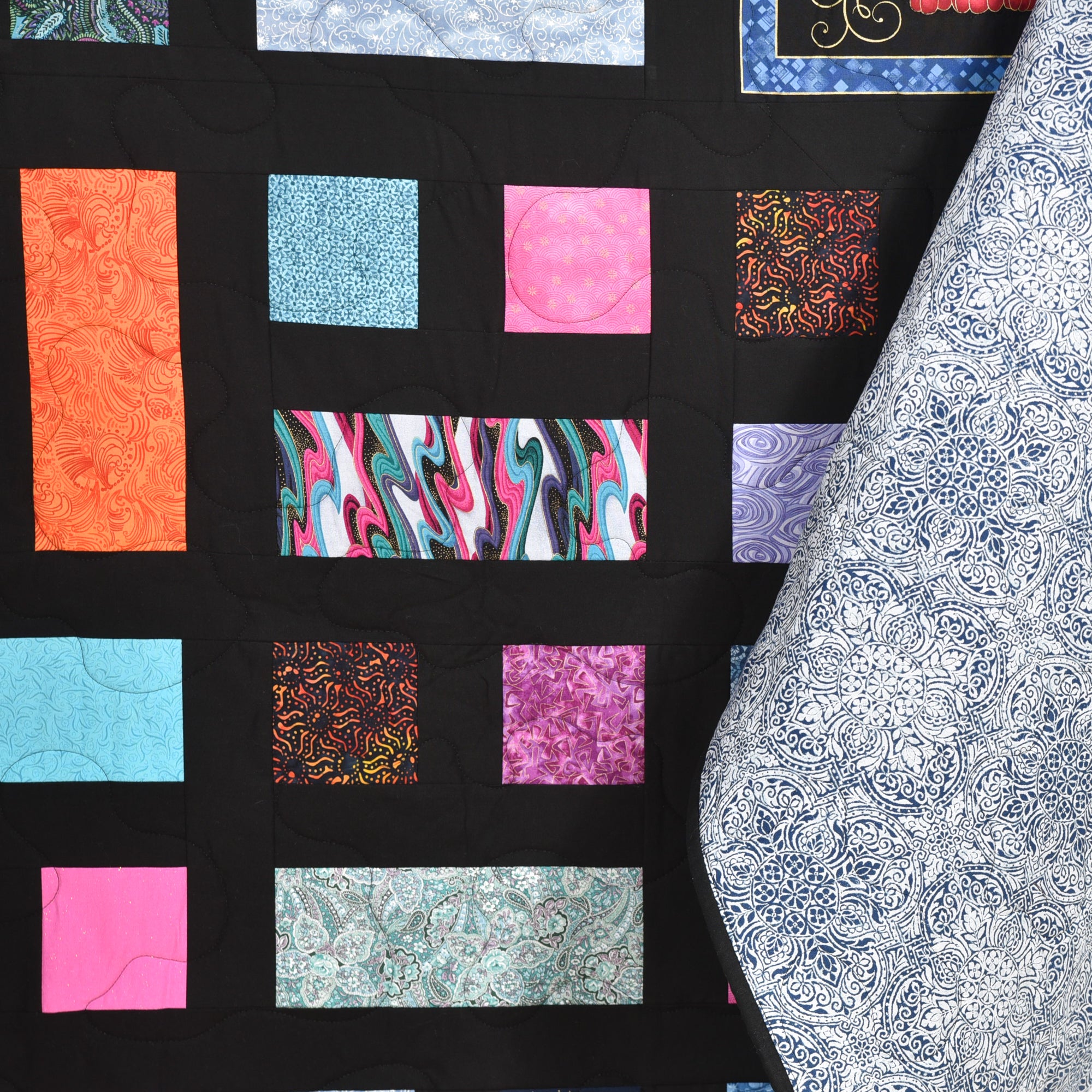 Colorful Happy Cat Couple Bed Size Quilt