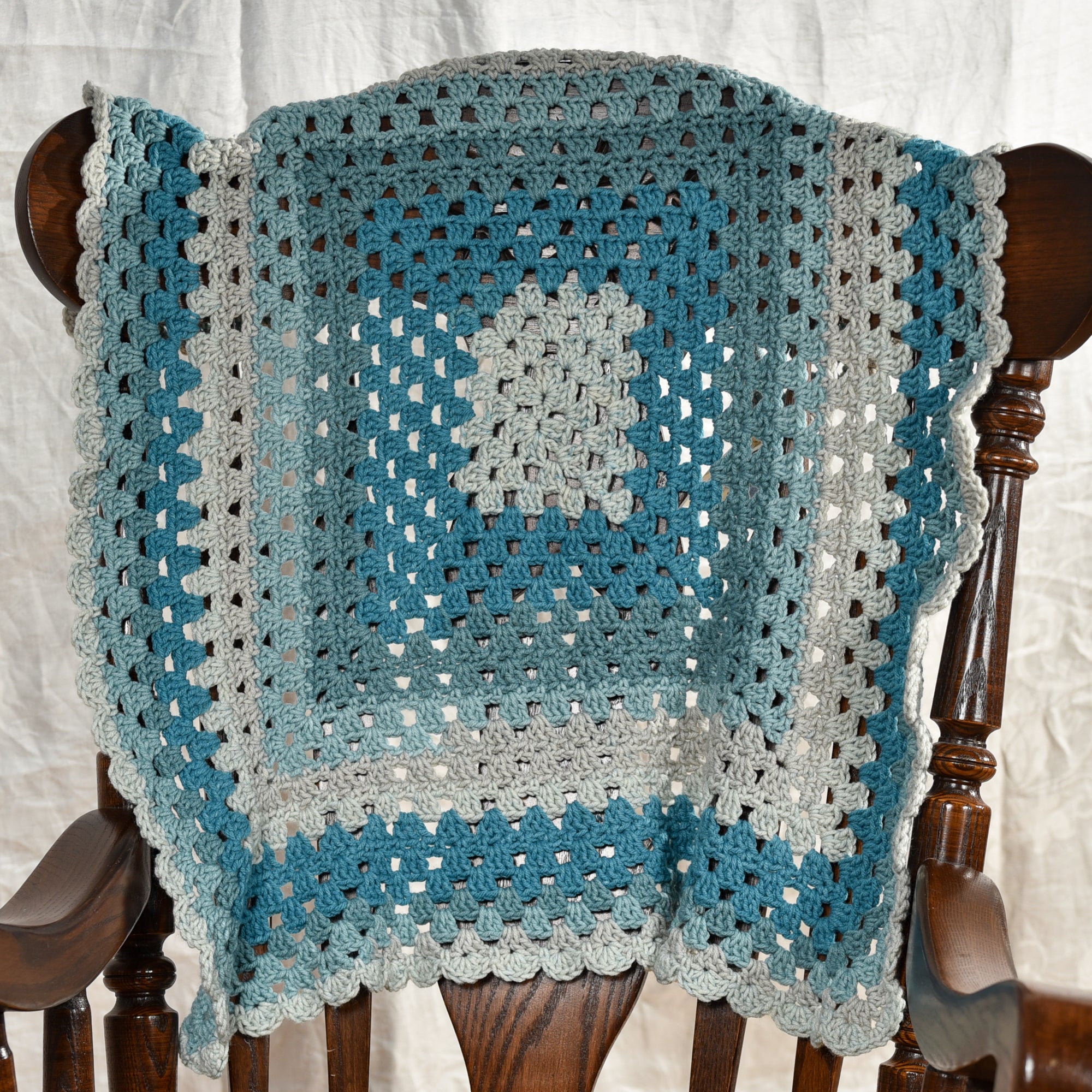 Teal Granny Square Baby Blanket