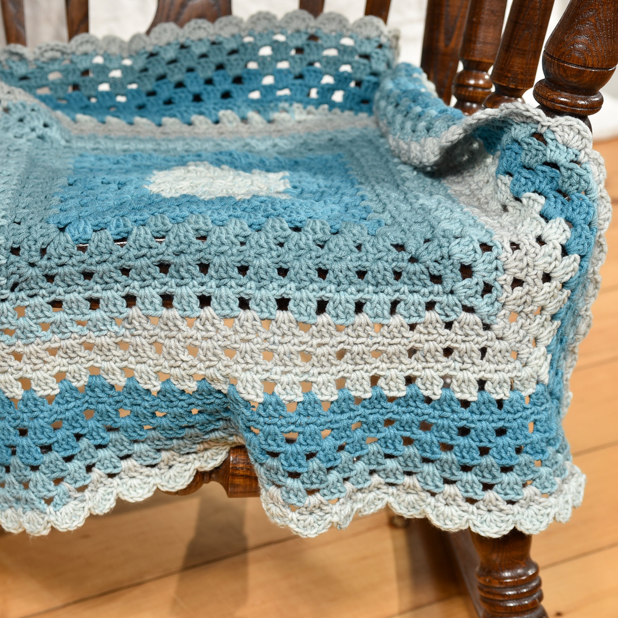 Teal Granny Square Baby Blanket