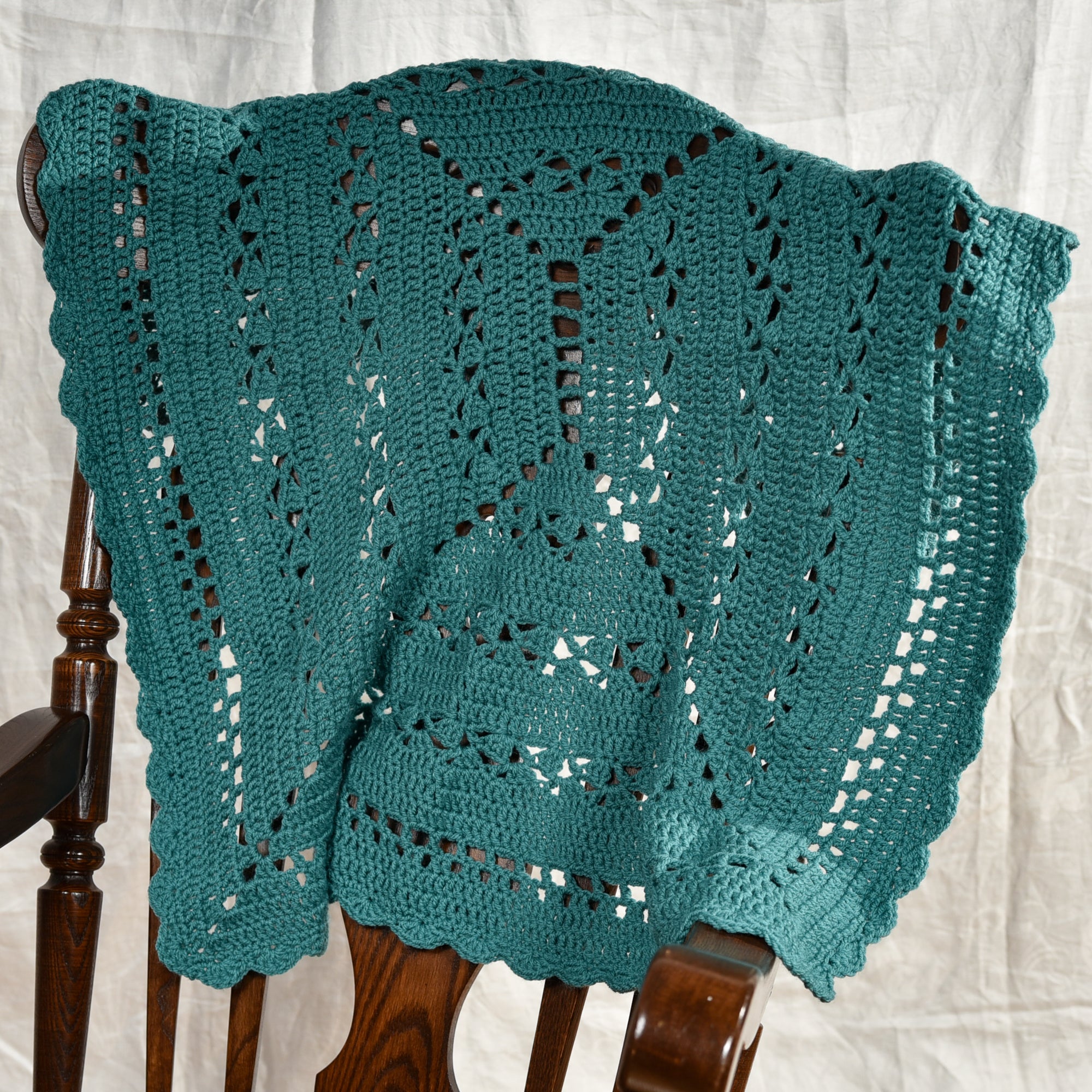 Monochrome Teal Lace Baby Blanket