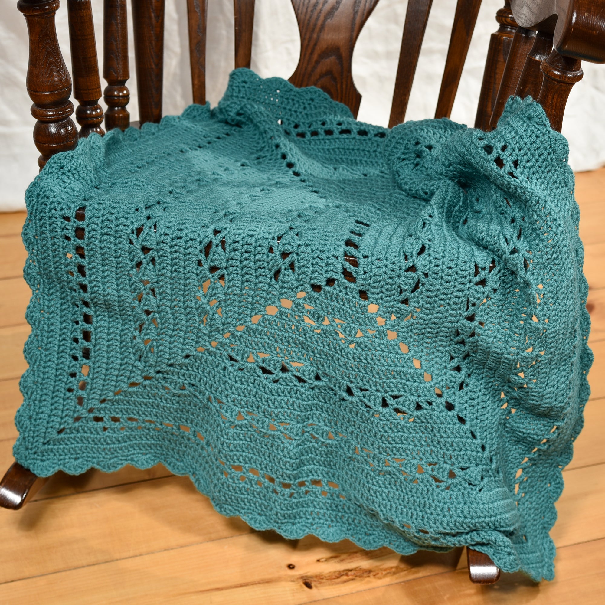Monochrome Teal Lace Baby Blanket
