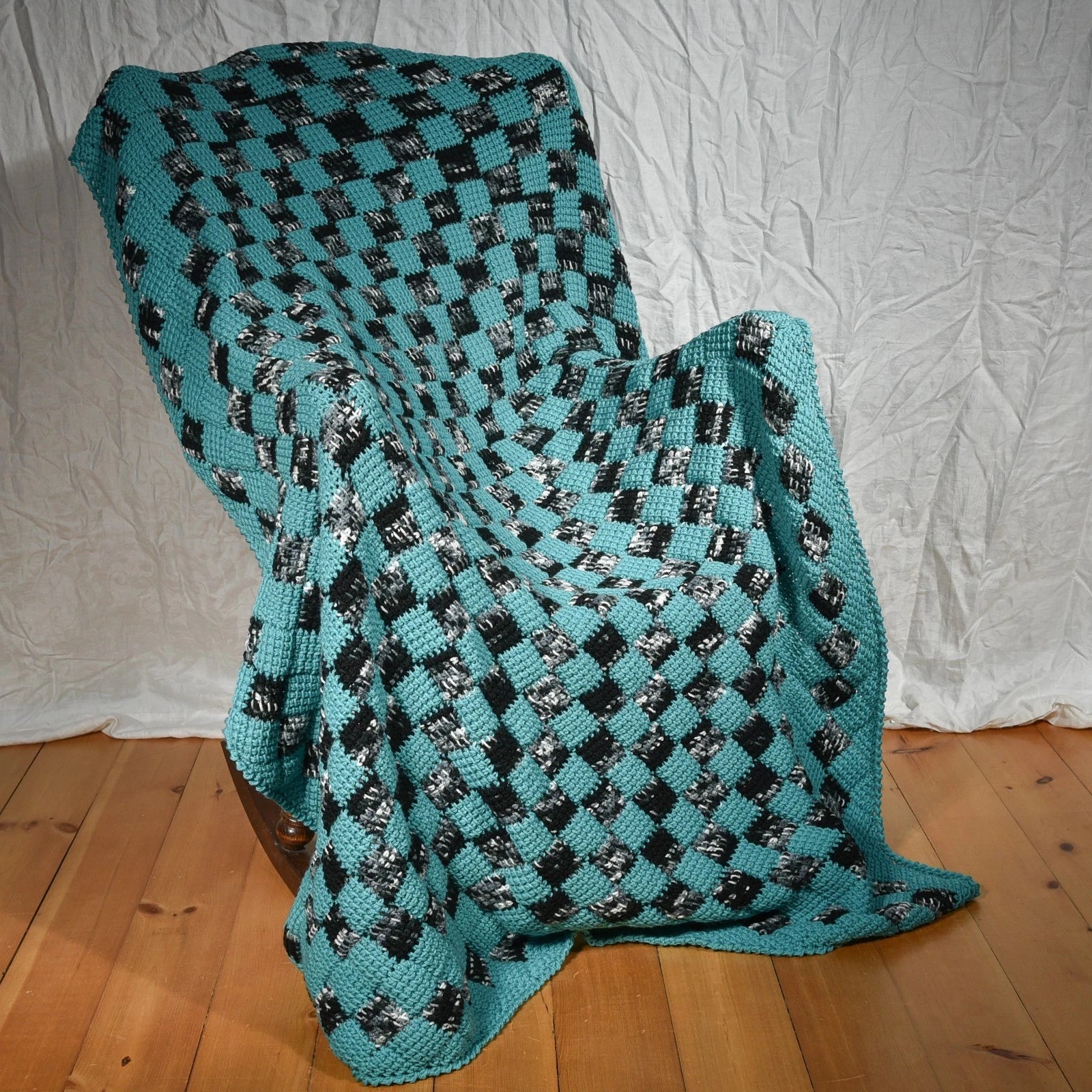 Teal Trails Crochet Throw Blanket