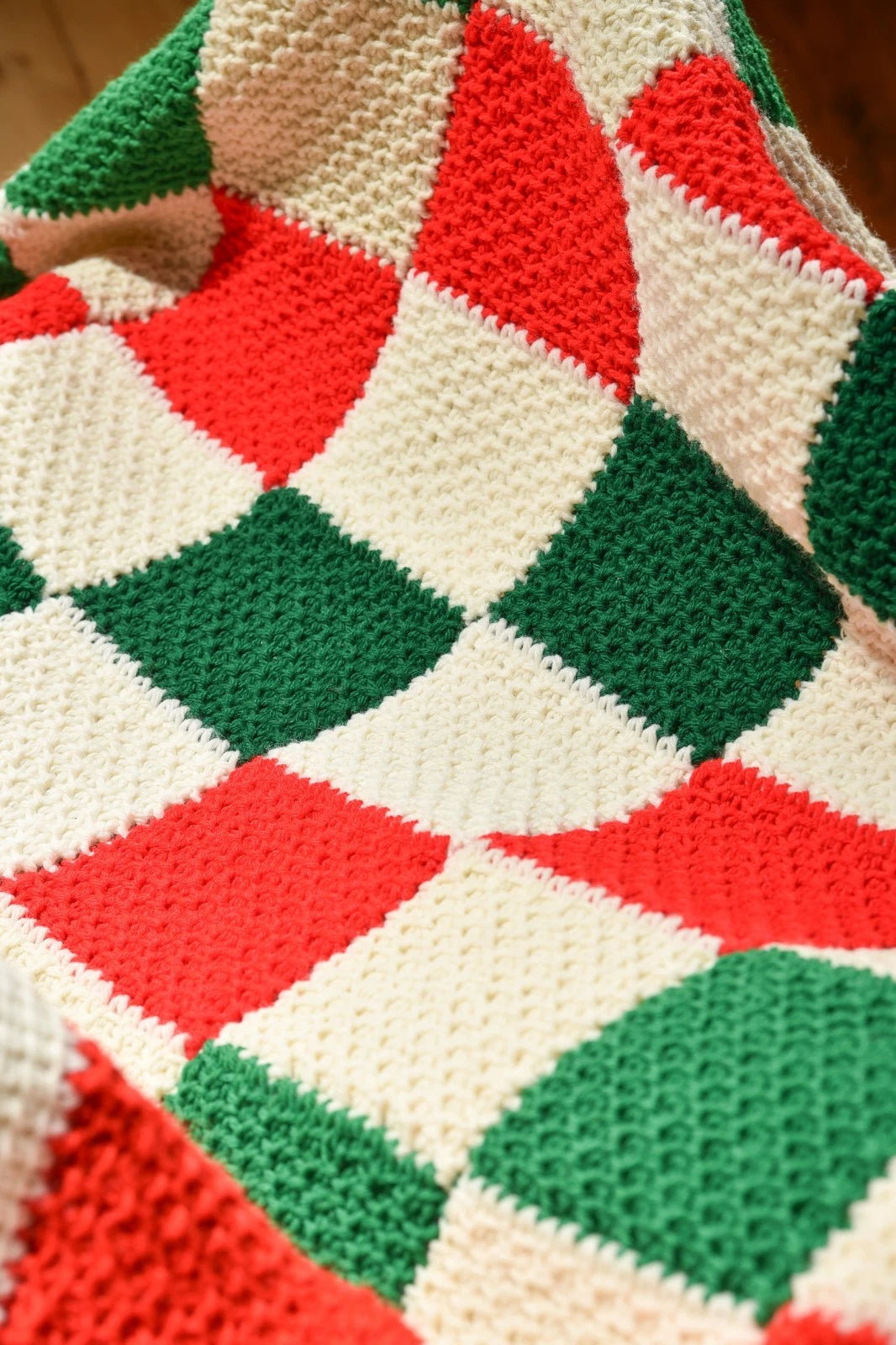 Christmas Checkerboard Crochet Throw