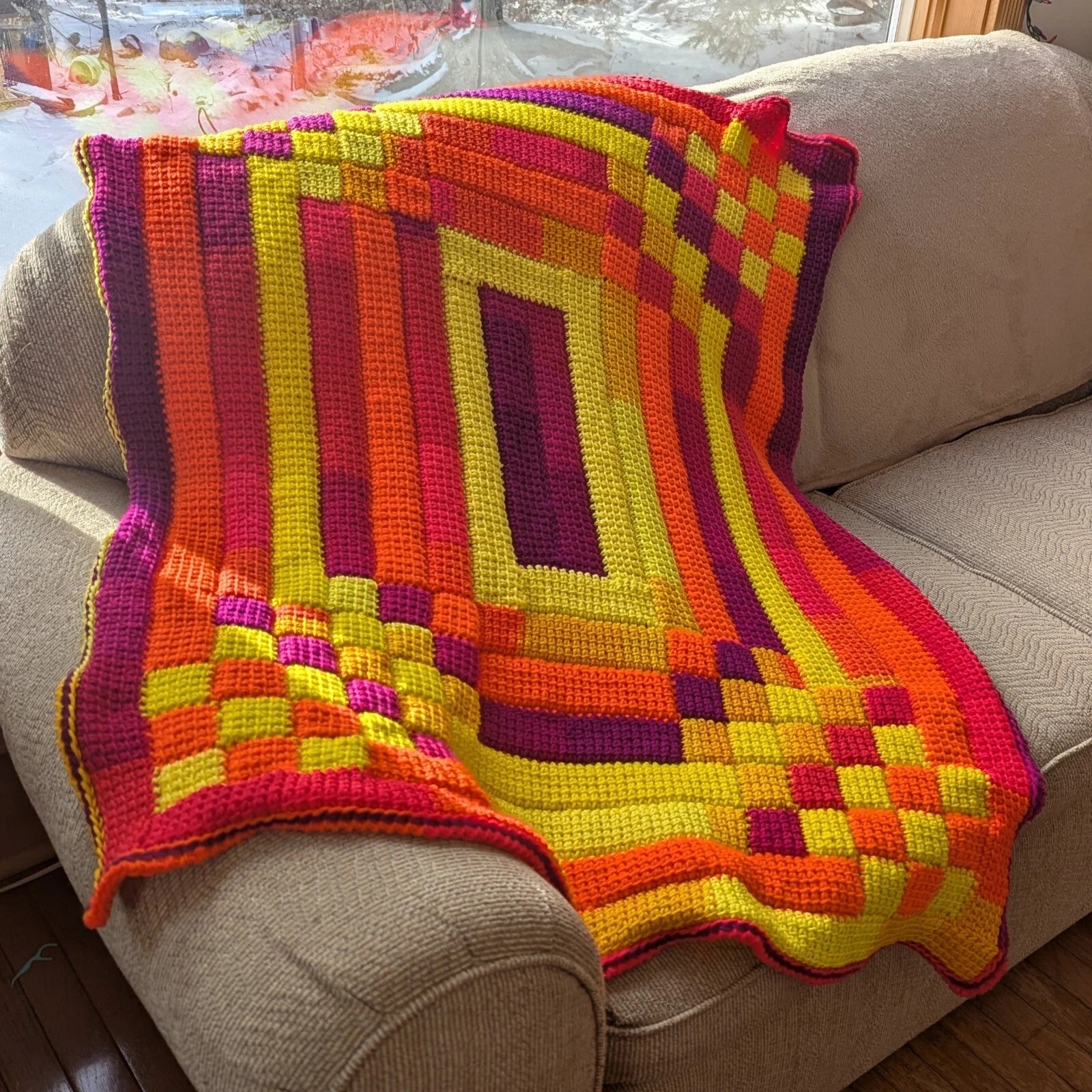 Vibrant Variance Crochet Throw Blanket