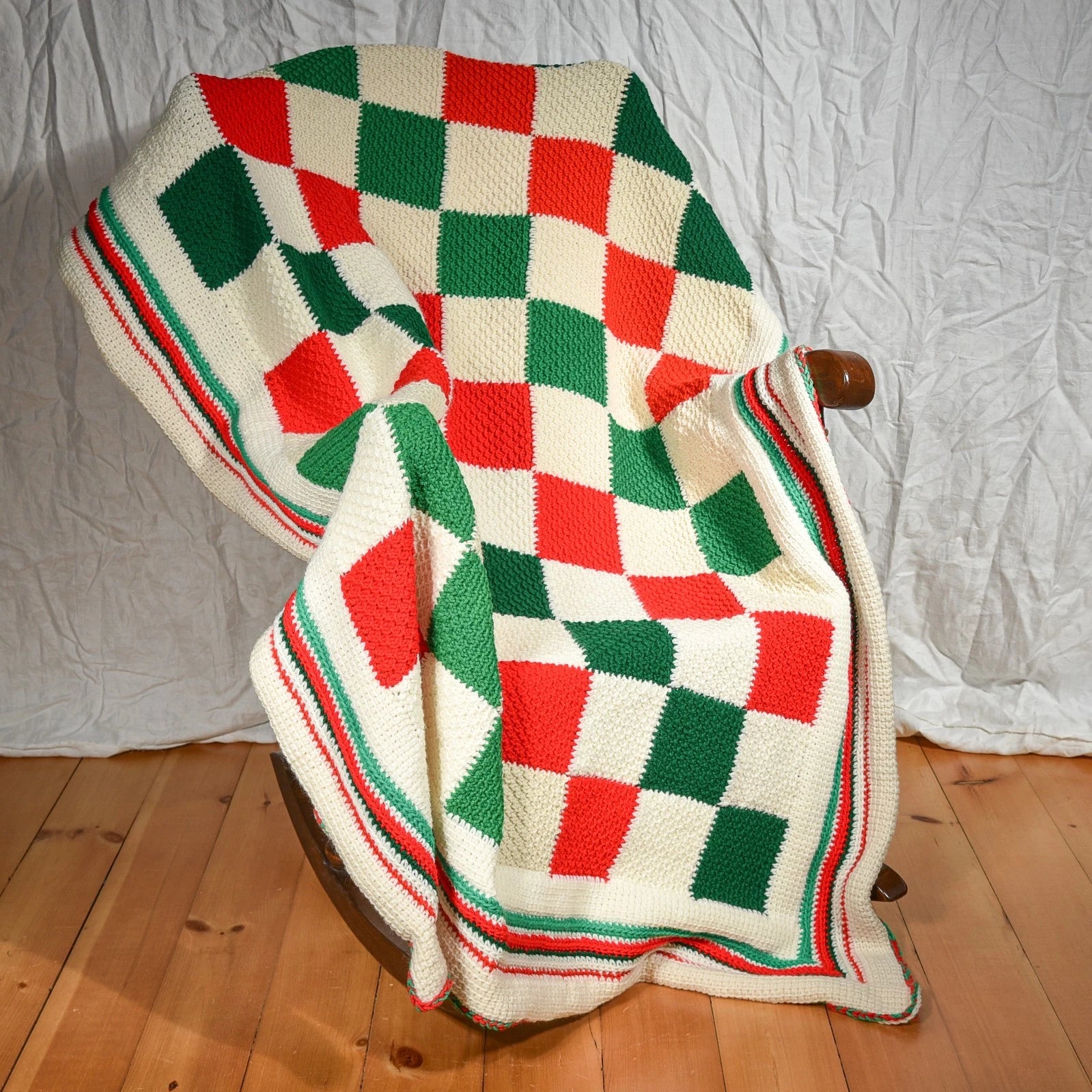 Christmas Checkerboard Crochet Throw