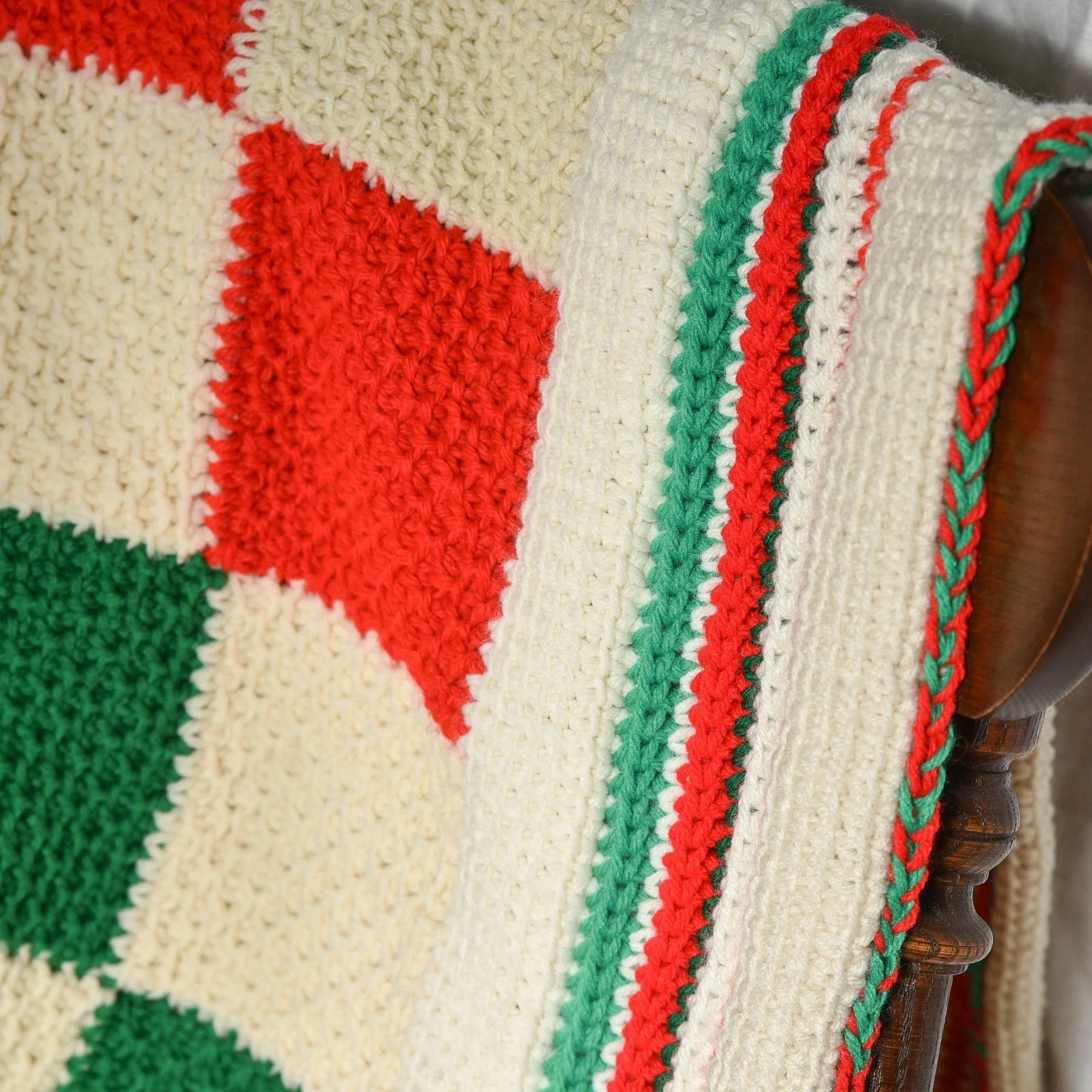 Christmas Checkerboard Crochet Throw