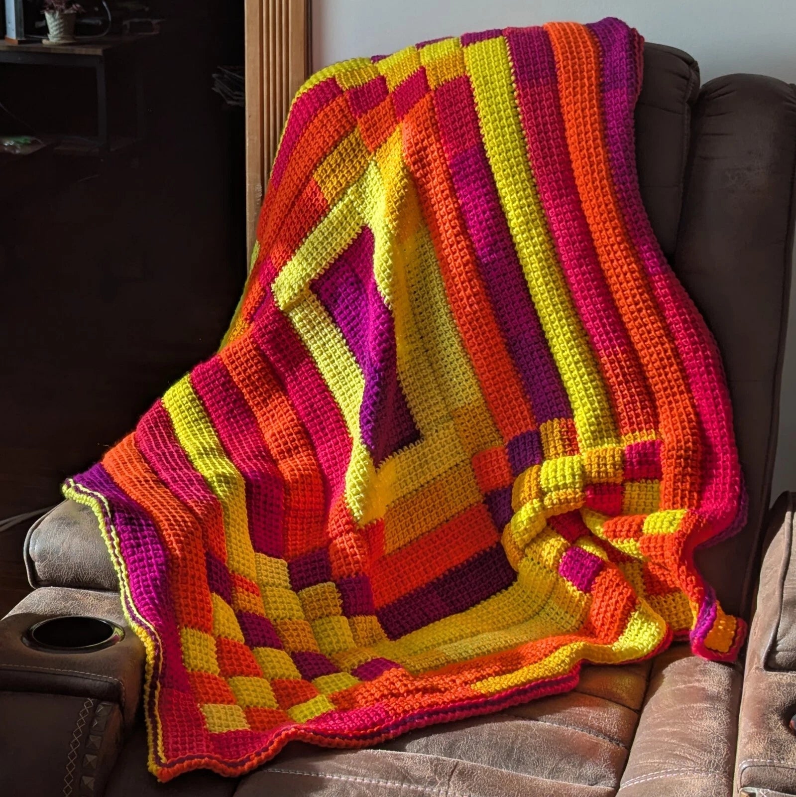 Vibrant Variance Crochet Throw Blanket